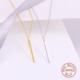 S925 Silver Necklace Geometric Rectangle Pendant Chain for Women