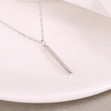S925 Silver Necklace Geometric Rectangle Pendant Chain for Women