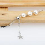 S925 Silver Freshwater Pearl Star Necklace Adjustable Clavicle Chain