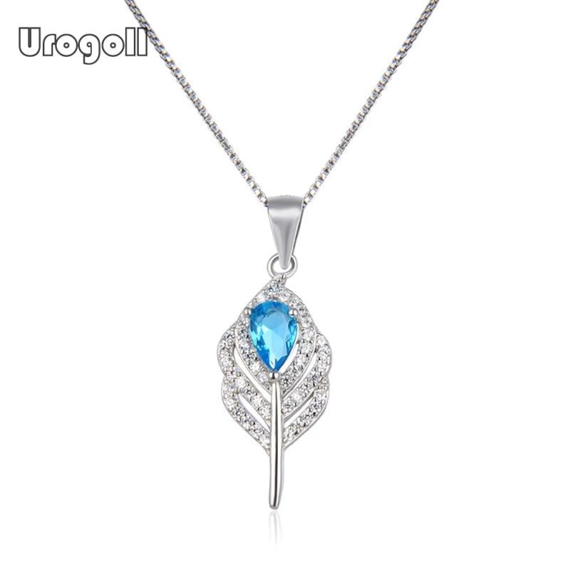 925 Silver Leaves Pendant Necklace for Women Wedding Jewelry