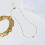 Pearl Heart Choker Necklace for Women