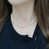 Pearl Heart Choker Necklace for Women