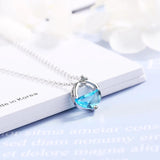 925 Sterling Silver Zircon Circle Pendant Necklace