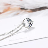 925 Sterling Silver Zircon Circle Pendant Necklace