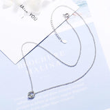 925 Sterling Silver Zircon Circle Pendant Necklace