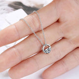 925 Sterling Silver Zircon Circle Pendant Necklace