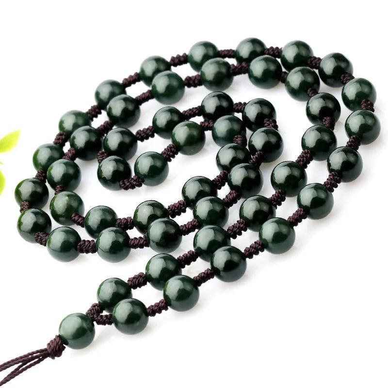 Hand-Carved Jade Pendant Necklace with Chain Unisex