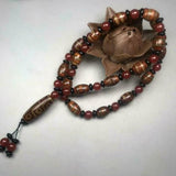 Tibetan Agate Double Line 9 Eyes Dzi Bead Pendant Necklace