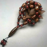 Tibetan Agate Double Line 9 Eyes Dzi Bead Pendant Necklace