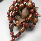Tibetan Agate Double Line 9 Eyes Dzi Bead Pendant Necklace