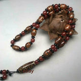 Tibetan Agate Double Line 9 Eyes Dzi Bead Pendant Necklace