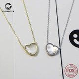 Heart Shaped Mother-of-Pearl Necklace, 925 Sterling Silver