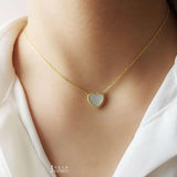 Heart Shaped Mother-of-Pearl Necklace, 925 Sterling Silver
