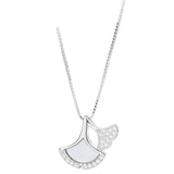 925 Sterling Silver Diamond Shell Apricot Leaf Necklace Silver 925 Jewelry