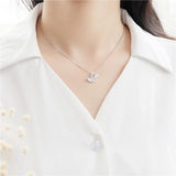 925 Sterling Silver Diamond Shell Apricot Leaf Necklace Silver 925 Jewelry
