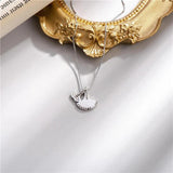 925 Sterling Silver Diamond Shell Apricot Leaf Necklace Silver 925 Jewelry