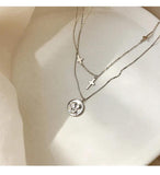 S925 Double-Layer Cross Necklace Gold-Plated Chain