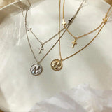 S925 Double-Layer Cross Necklace Gold-Plated Chain