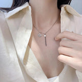 S925 Sterling Silver Retro Smile Star Necklace Female Statement Gothic Chain