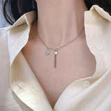 S925 Sterling Silver Retro Smile Star Necklace Female Statement Gothic Chain