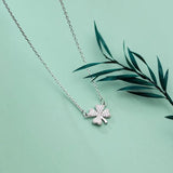 925 Silver Sweet Flower Pendant Necklace Zircon Clover Hypoallergenic