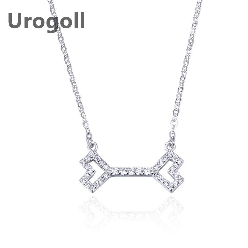 925 Sterling Silver Double Heart Chain Pendant Necklace Zircon Chain