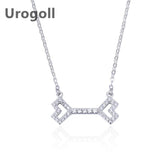 925 Sterling Silver Double Heart Chain Pendant Necklace Zircon Chain