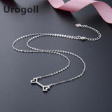925 Sterling Silver Double Heart Chain Pendant Necklace Zircon Chain