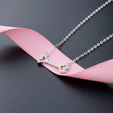 925 Sterling Silver Double Heart Chain Pendant Necklace Zircon Chain