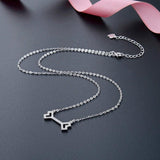 925 Sterling Silver Double Heart Chain Pendant Necklace Zircon Chain