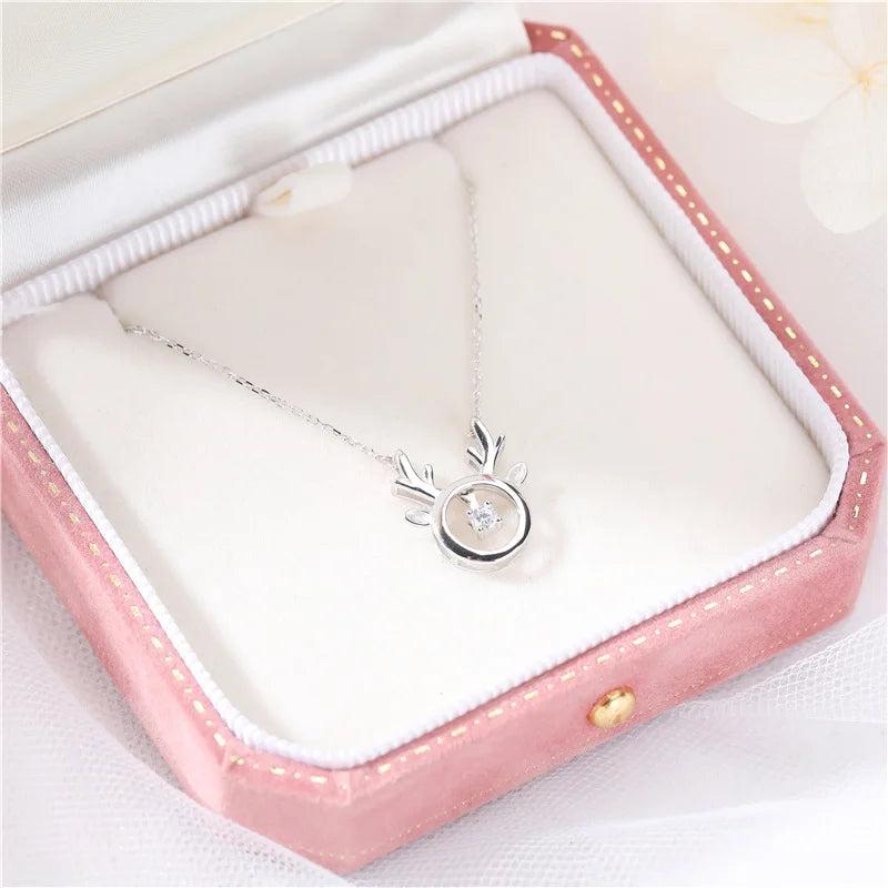 925 Sterling Silver Deer Necklace for Women Silver Jewelry Necklaces