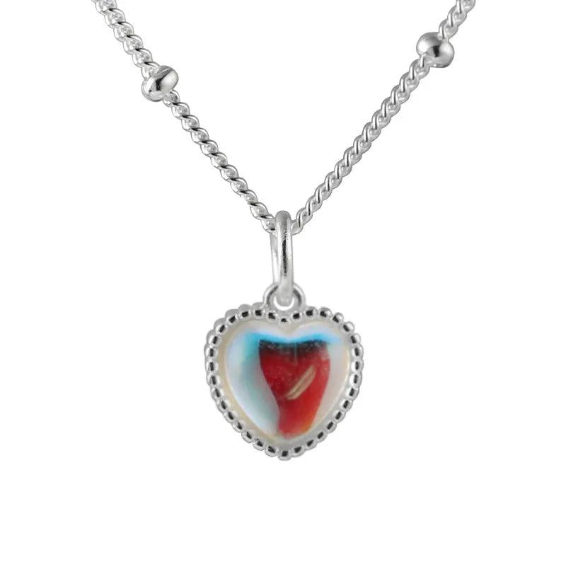 925 Silver Heart Moonstone Pendant Necklace for Women