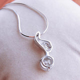 925 Sterling Silver Zircon Flower Choker Necklace