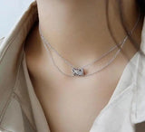 925 Silver White/Gold Lucky Oval Olive Beads Ball Choker Necklace
