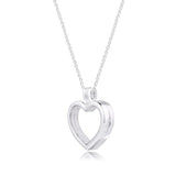 925 Sterling Silver Large Floating Locket Heart Pendant Necklace