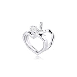925 Sterling Silver Large Floating Locket Heart Pendant Necklace