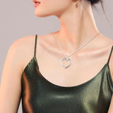925 Sterling Silver Large Floating Locket Heart Pendant Necklace