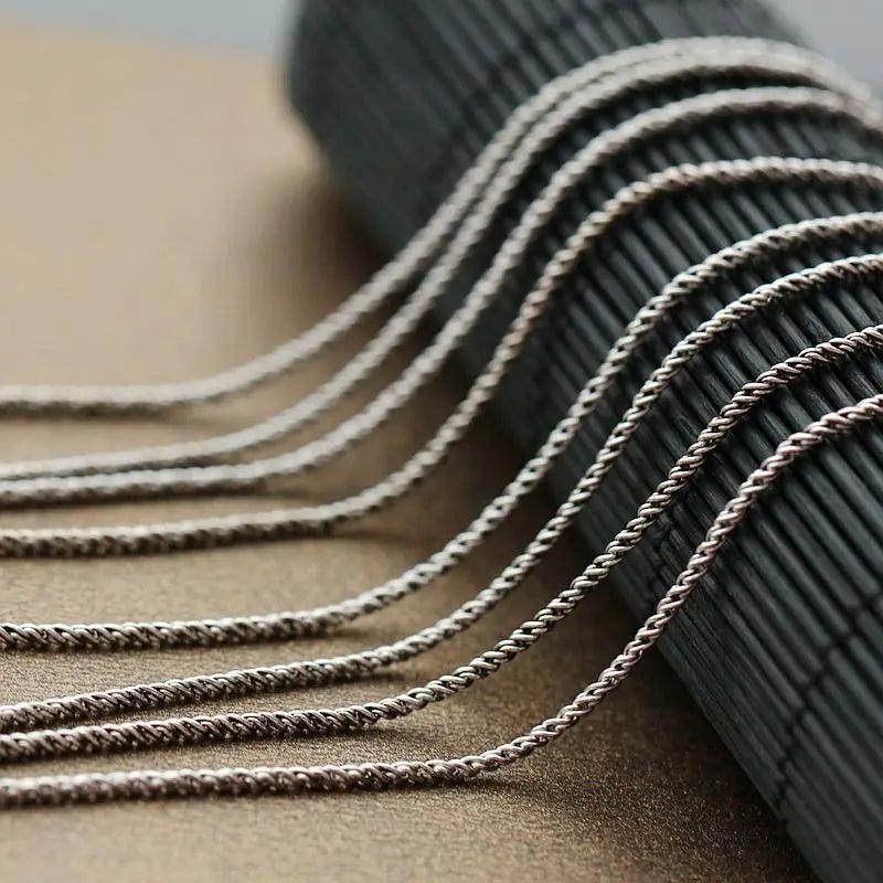 Retro Thai Silver Necklace Twine Fine Chain Hypoallergenic Vintage Silver Chain