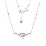 925 Sterling Silver Sparkling Wishbone Heart Collier Necklace