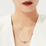 925 Sterling Silver Sparkling Wishbone Heart Collier Necklace