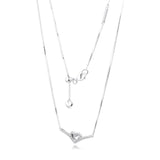 925 Sterling Silver Sparkling Wishbone Heart Collier Necklace