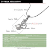925 Silver Pearl Pendant Zircon Flower Choker Necklace