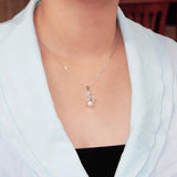 925 Silver Pearl Pendant Zircon Flower Choker Necklace