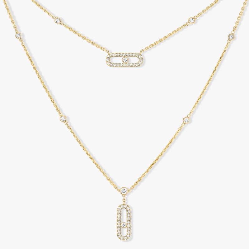 925 Silver Diamond Necklace Double Layer Necklace for Women