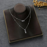 925 Silver Diamond Necklace Double Layer Necklace for Women
