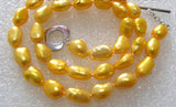 11mm Golden Baroque Freshwater Pearls Necklace B479 Women Gift
