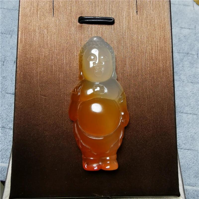 Chalcedony Buddha Jade Pendant Necklace Hand Carved Prayed Jewelry