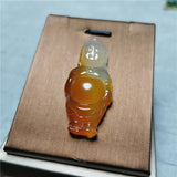 Chalcedony Buddha Jade Pendant Necklace Hand Carved Prayed Jewelry