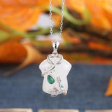 S925 Silver Jade Pendant Necklace Elegant Female Collarbone Chain Jewelry