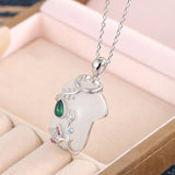 S925 Silver Jade Pendant Necklace Elegant Female Collarbone Chain Jewelry